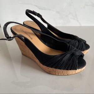 CityClassified Women’s Platform Wedge Sandal Black Size 7.5